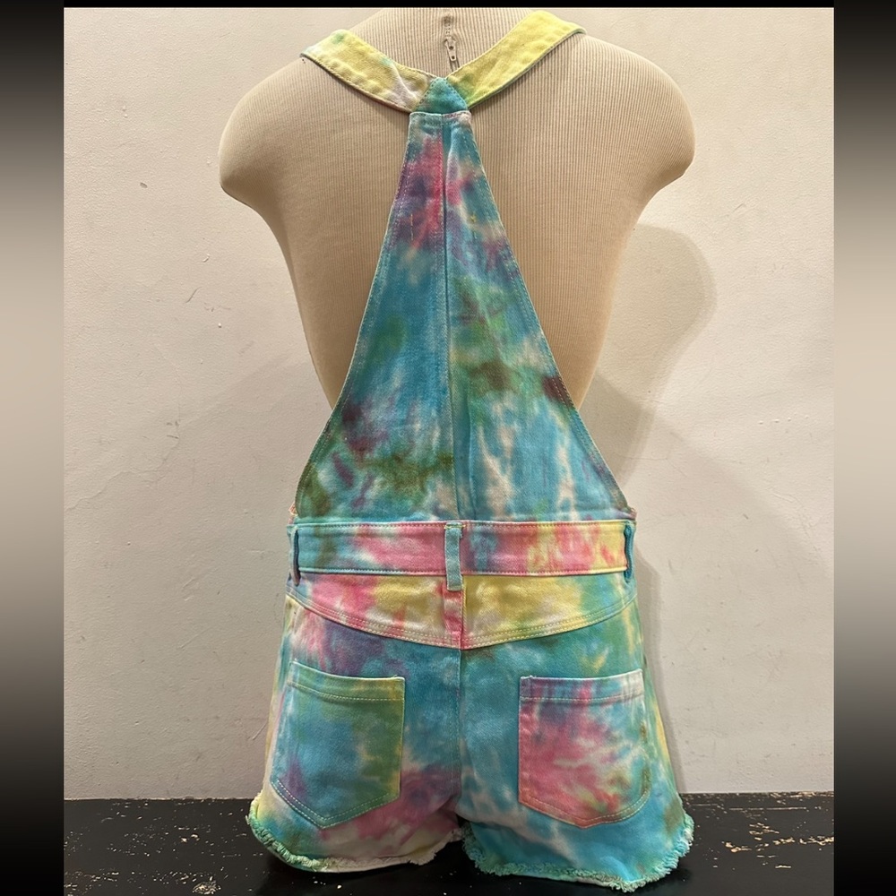 DV by Dolce Vita pastel rainbow tie dye overall shorts romper size S - Picture 4 of 9